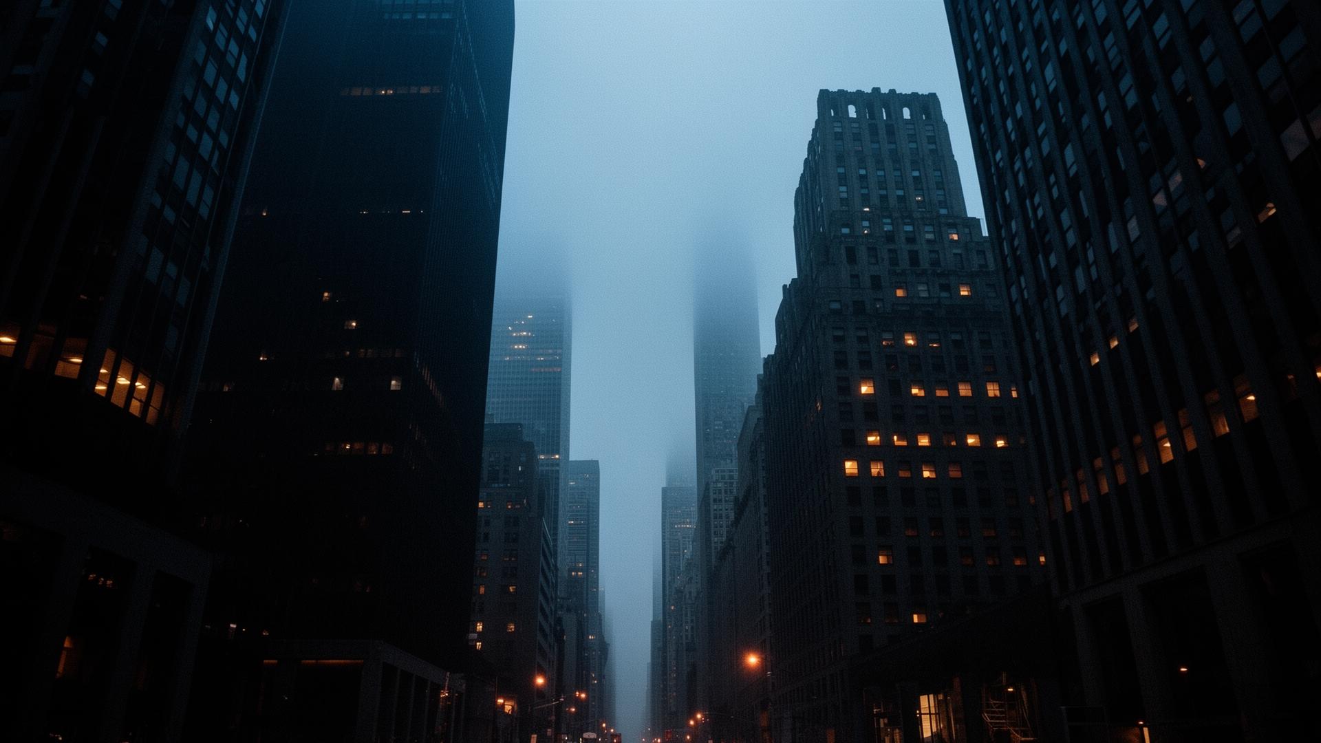 Lower Manhattan financial district at dusk